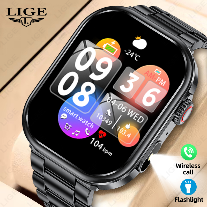 Smartwatch Square Watches For Men - Jam Tangan Pintar LIGE Pria 2026