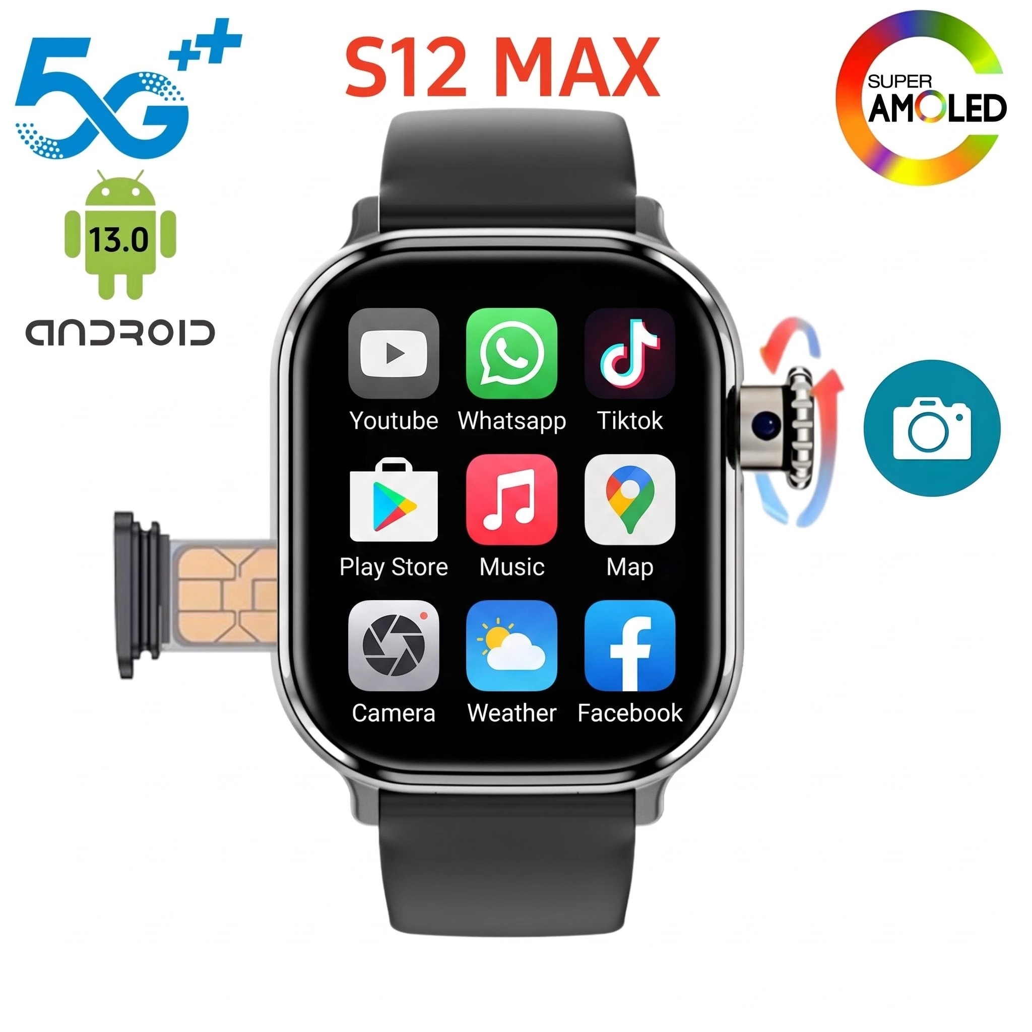 Jam Tangan Pintar S12 Amoled 5 - Heart Rate Gps Watch ulasan dan harga