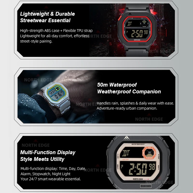 NORTH EDGE 2026 Jam Tangan Pin - Smartwatch Square Watches For Men ulasan dan harga